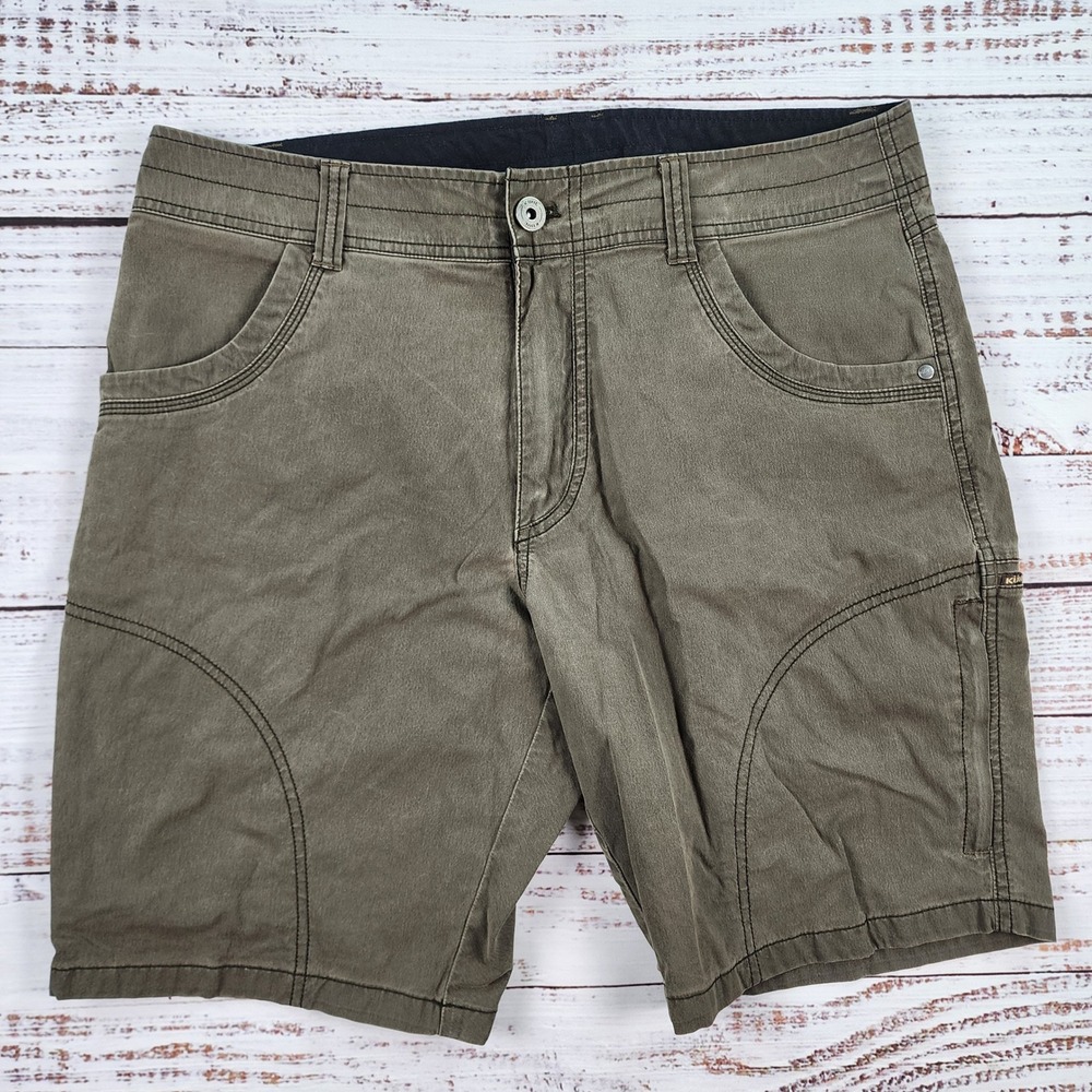 Kuhl Ramblr Shorts Mens 33 Olive Green Stretch Hiking Vintage Patina 5125